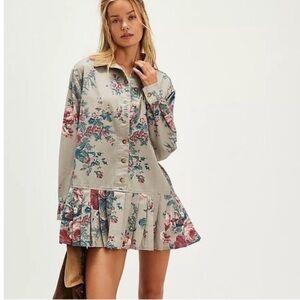 FREE PEOPLE CONNER FLORAL PLEATED MINI DRESS SIZE M MSRP $168.00 NWOT